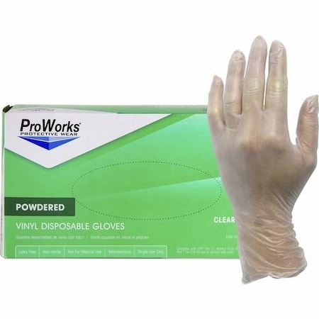 Hospeco Disposable Gloves, Vinyl, Powdered, L, 10 PK, Clear HOSGLV103PL